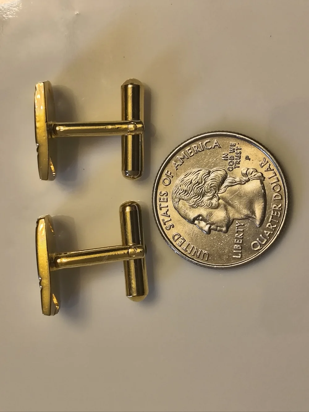 Gold and Silver Color Rectangular Men’s Cufflinks